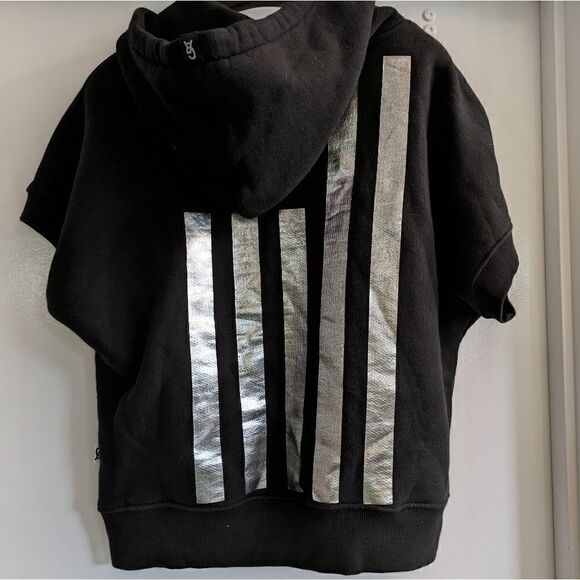 GOOD AMERICAN SHORT SLEEVE HOODIE SWEATER SZ 0/1 - Picture 6 of 7